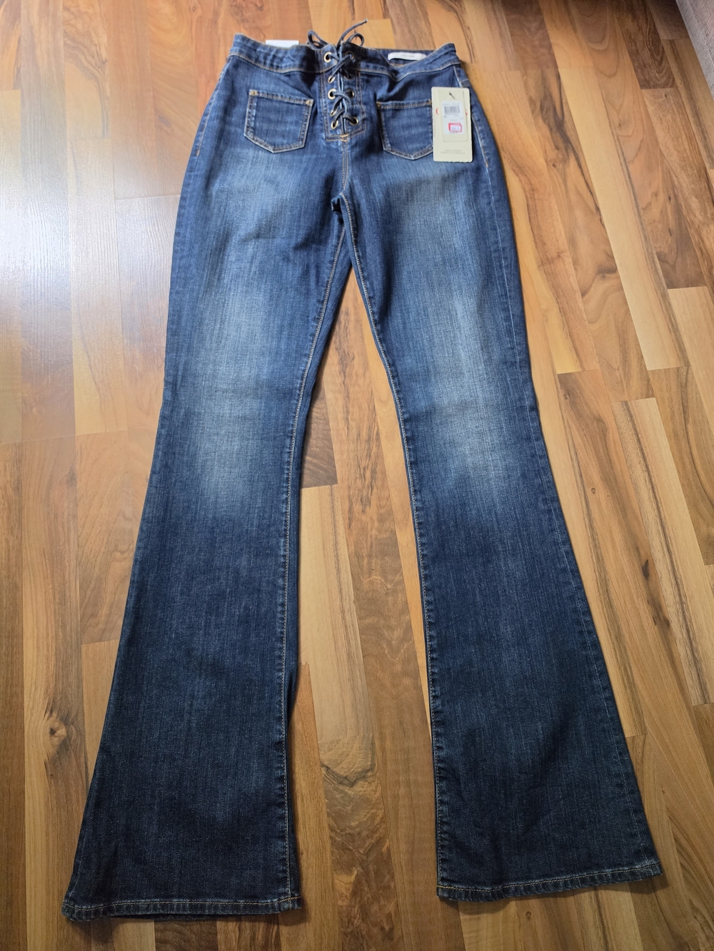 Guess Dark Blue Lace-Up Flare Jeans